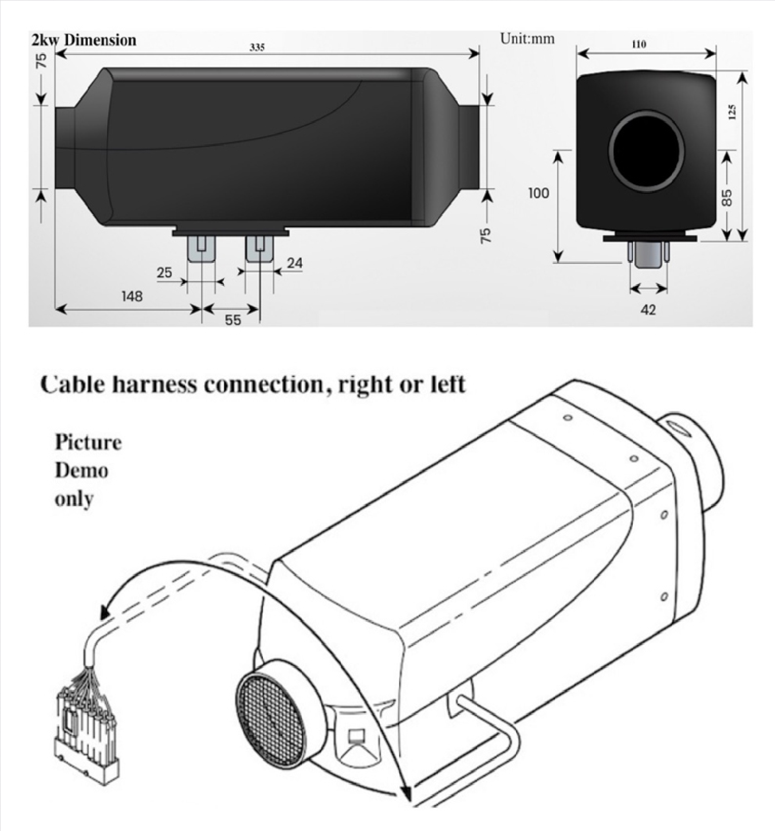 Diesel heater shell - cable Harness Connection